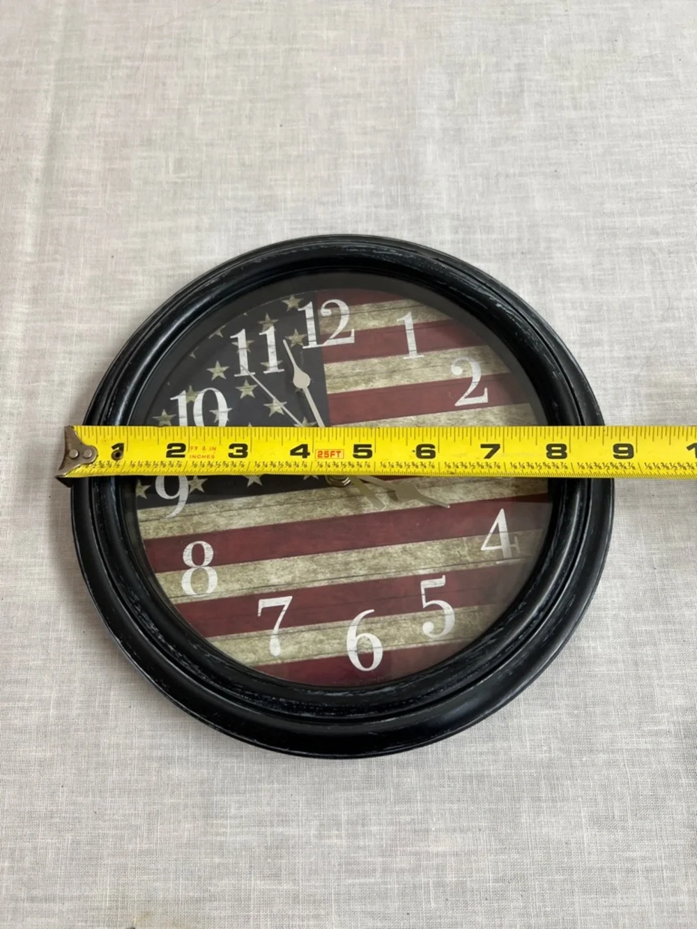 🌞 Patriotic Black Framed American Flag Wall Clock